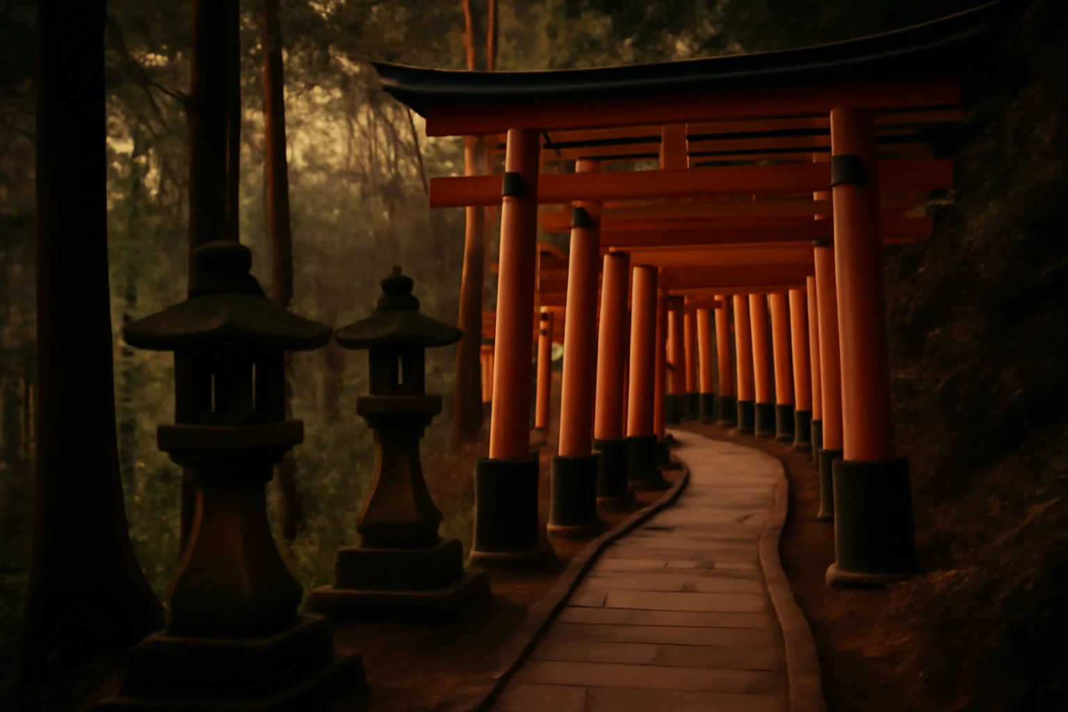 gpt-image-1 low render of Fushimi Inari — weakest of the four