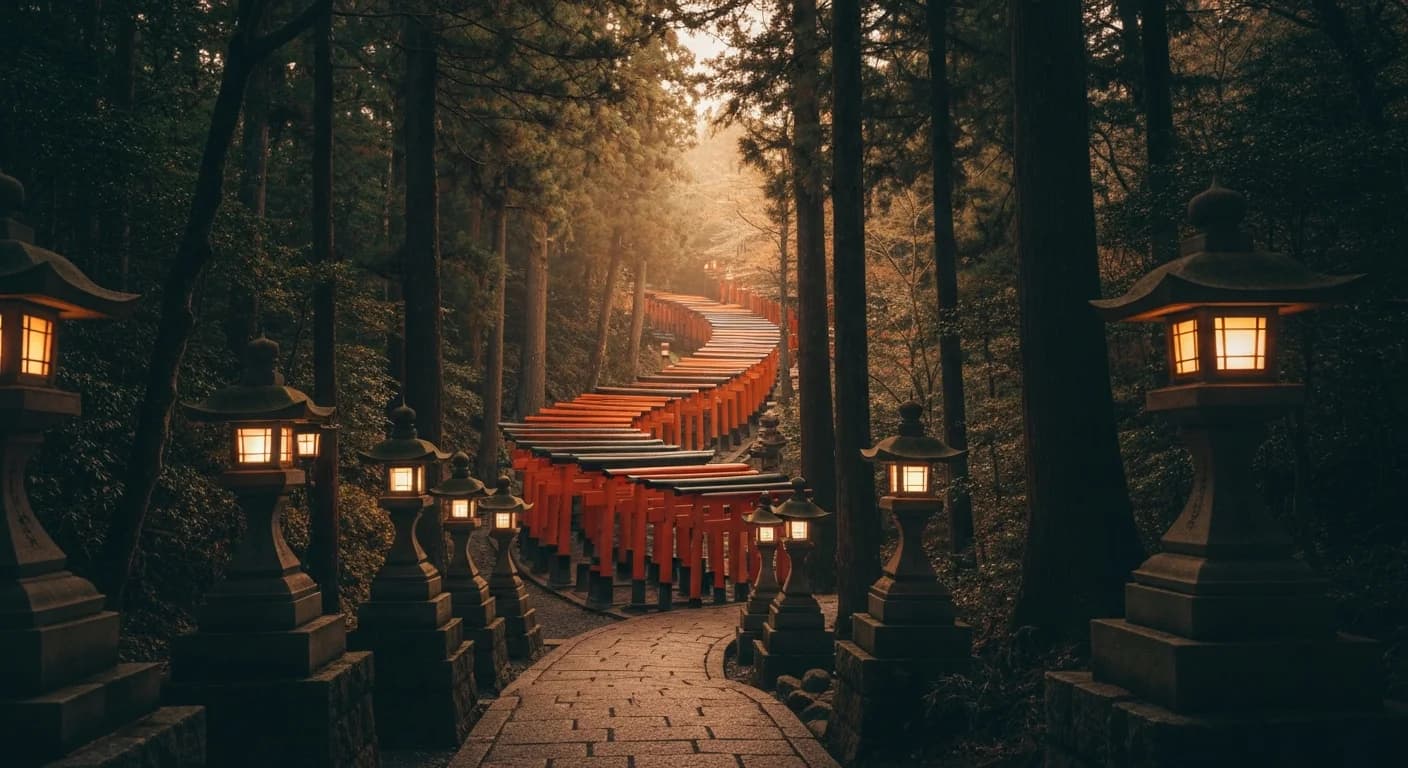 Imagen 4 Fast render of Fushimi Inari — red zigzag fence, not a tunnel